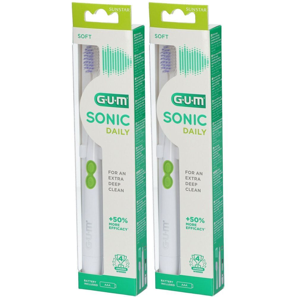 GUM® SONIC DAILY WHITE 4100 Brosse à dents électrique pile Brosse(S) À Dents 2x1 pc(s)