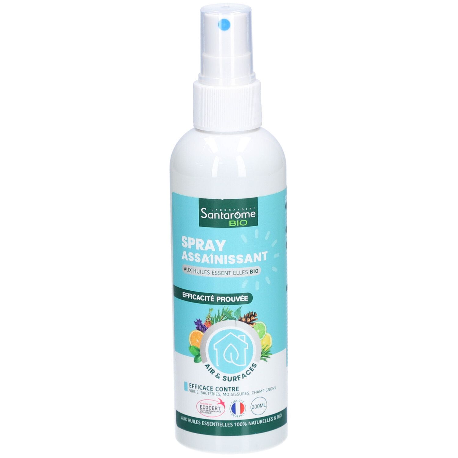 Santarome Spray désinfectant bio air et surfaces aux huiles essentielles 200 ml Liquide