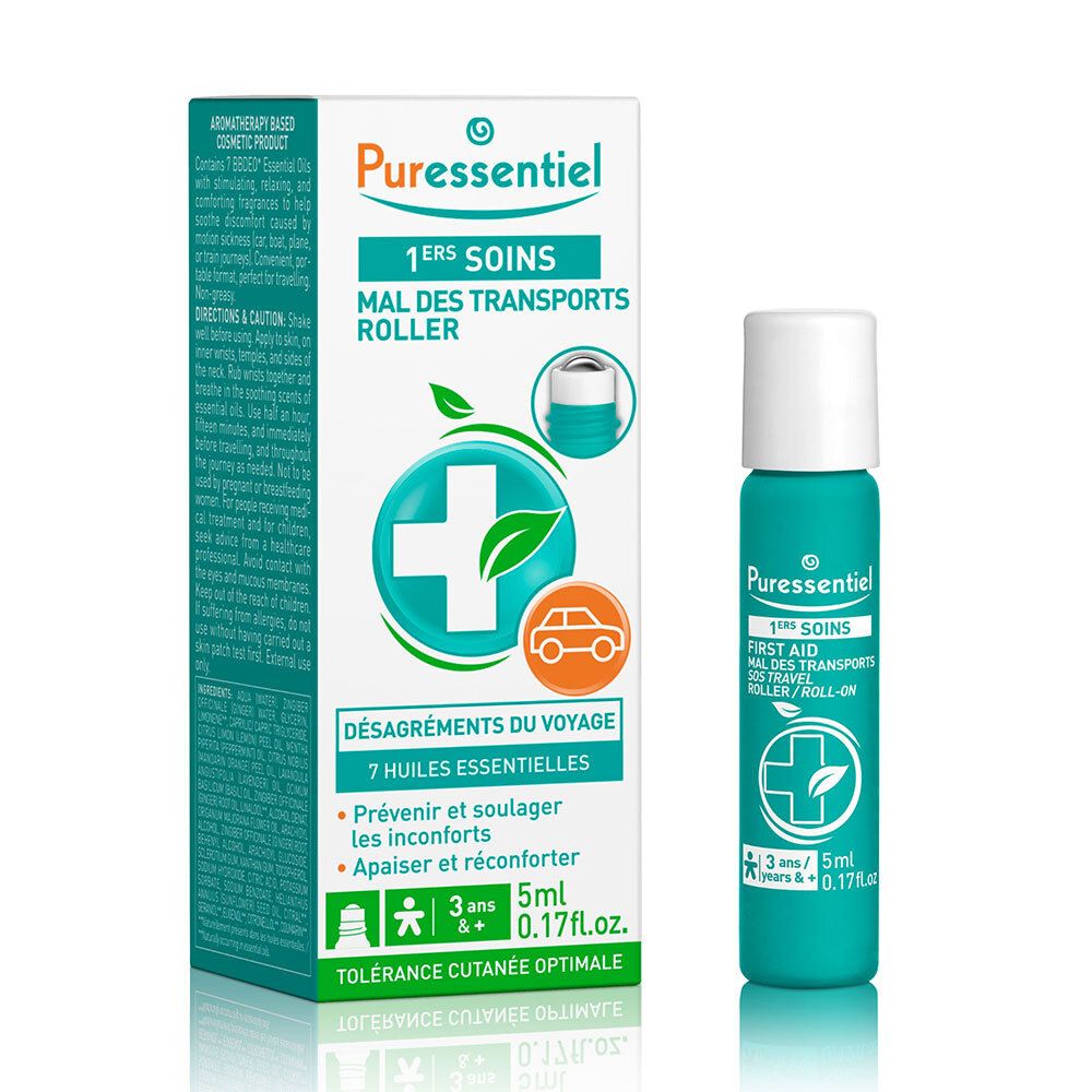 Puressentiel Roller Bien-Être Mal des Transports aux 7 Huiles Essentielles 5 ml Rouleau