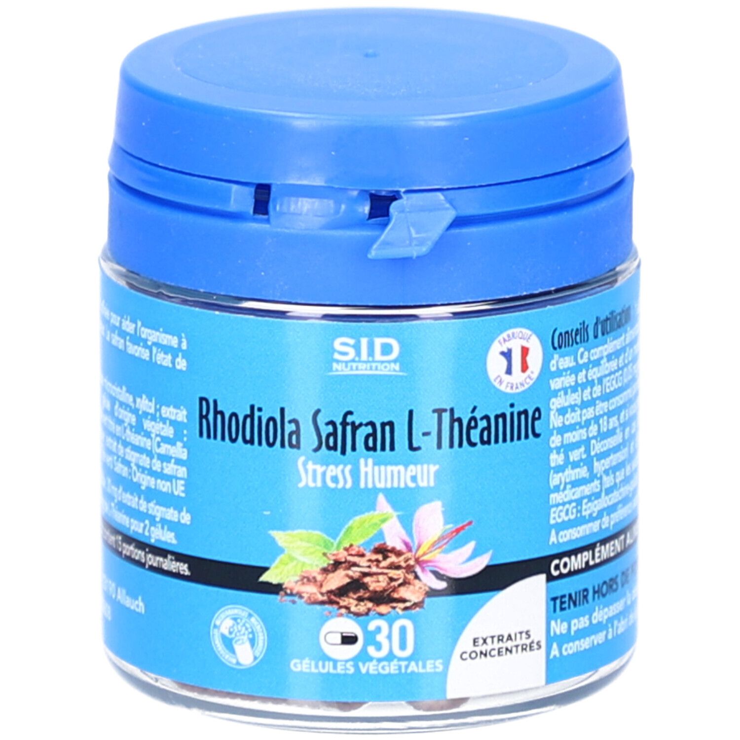Sid Nutrition Rhodiola Safran L-Théanine Stress Humeur Gélules Taille 30 - Image 2