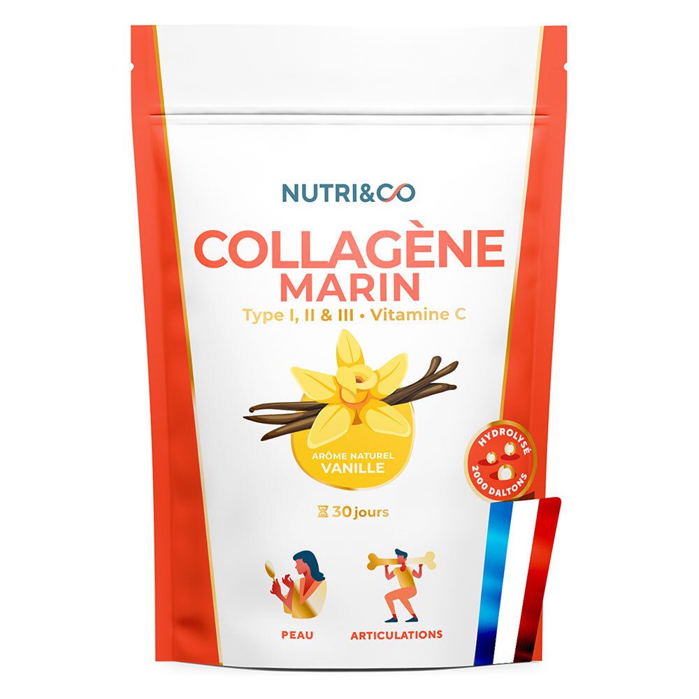 Pdm To Be Maintained Nutri&Co Collagène Marin Arôme Vanille Poudre Pour La Préparation D'une Solution 180 G