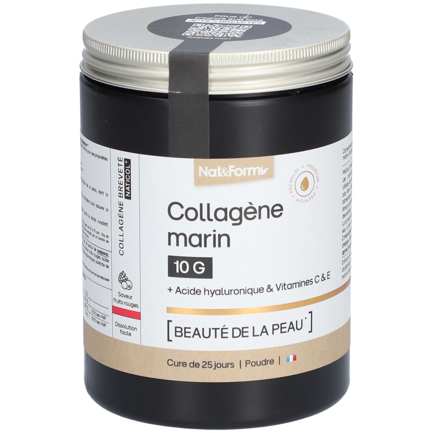 Nat&Form Collagène marin 10 g + Acide hyaluronique & Vitamines C E Poudre 315