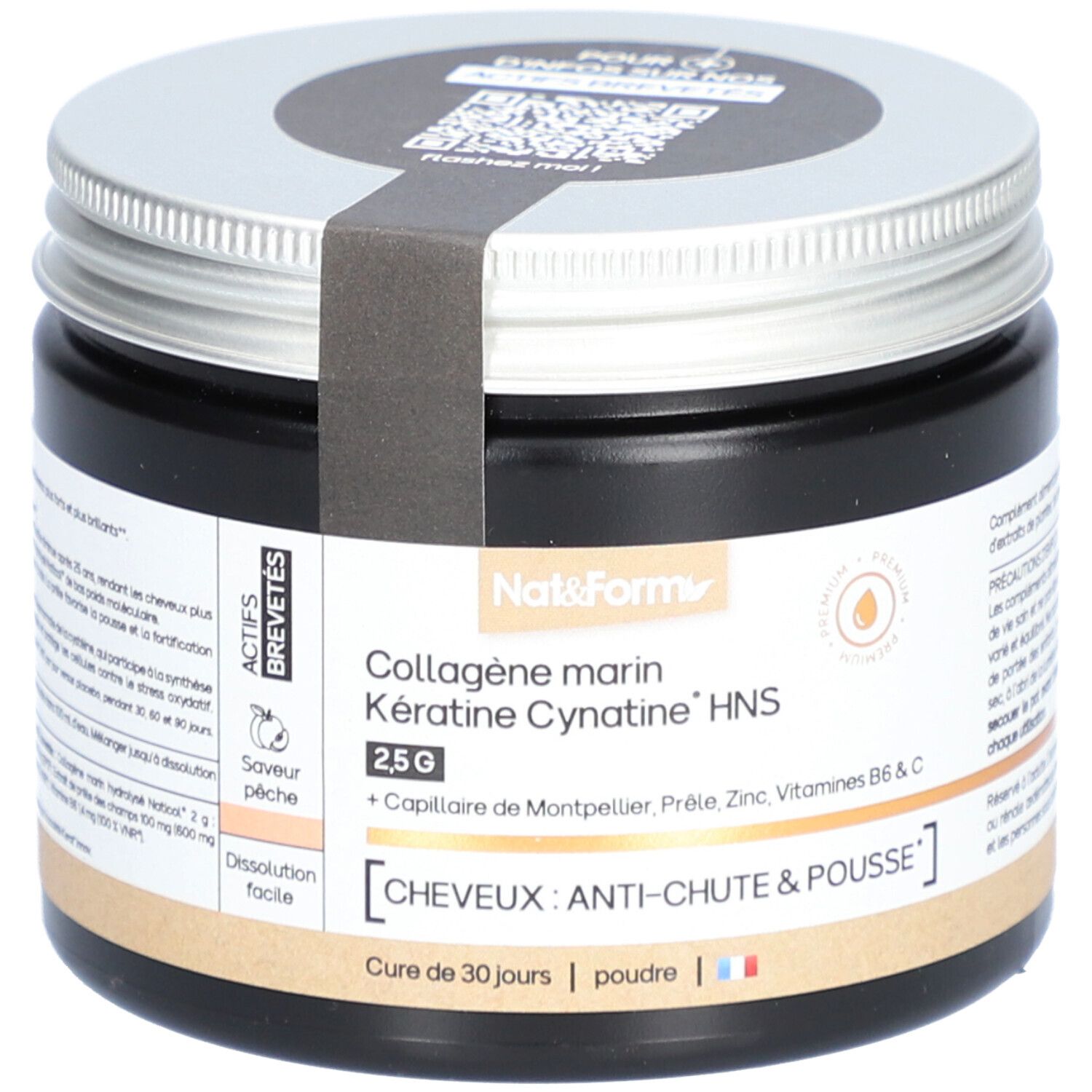 Nat&Form Collagène Marin Kératine Cynatine HNS 120 g Poudre