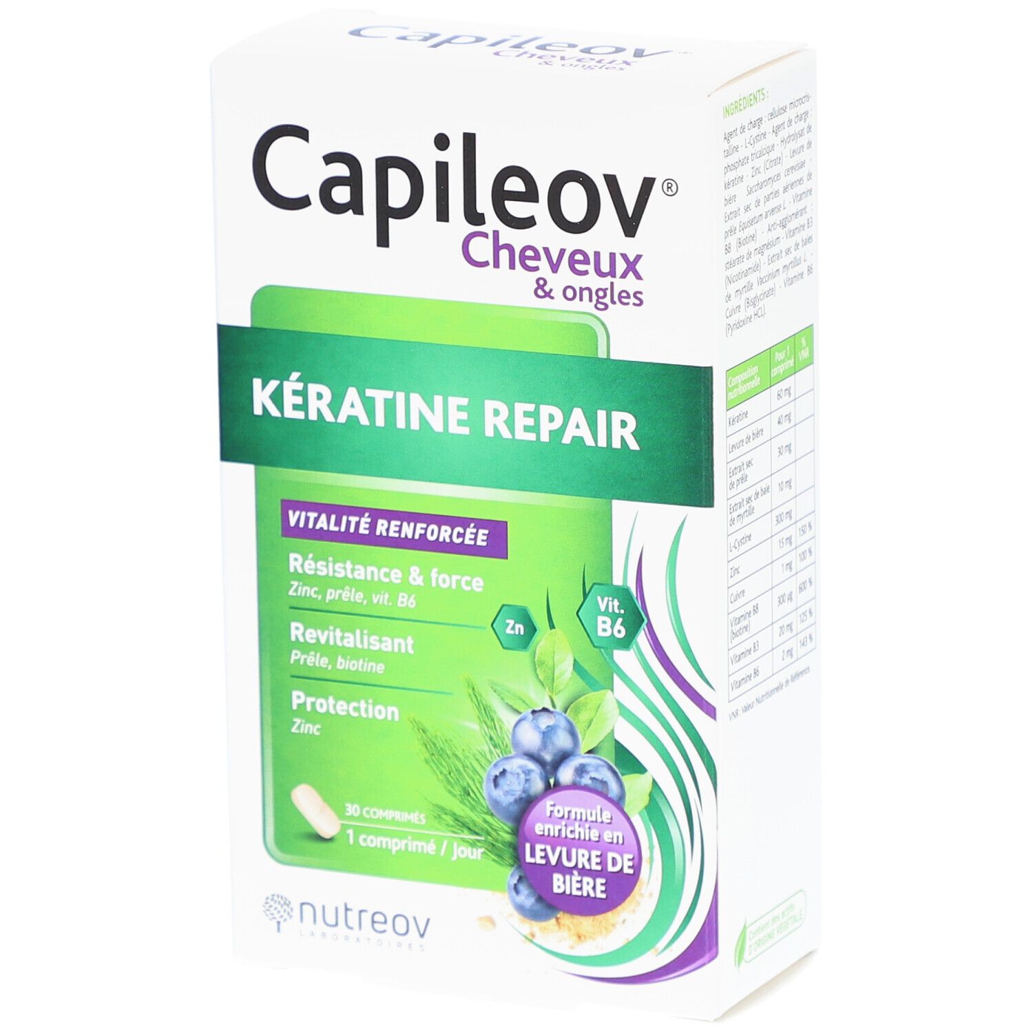 Nutreov Capileov Kératine Repair Cheveux Ongles Levure De Bière Comprimé(S) 30 Pc(S)