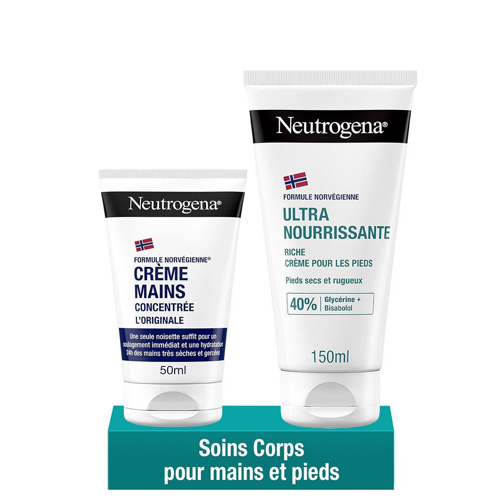 Neutrogena Crème Pieds Très Secs et Abîmés + Crème Mains Concentrée L'originale 150+50 ml Crème