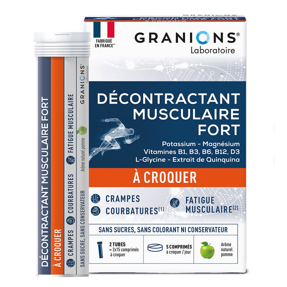 Granions Décontractant Musculaire Fort À Croquer - 30 Comprimés Goût Pomme Comprimé(S) À Croquer Pc(S)