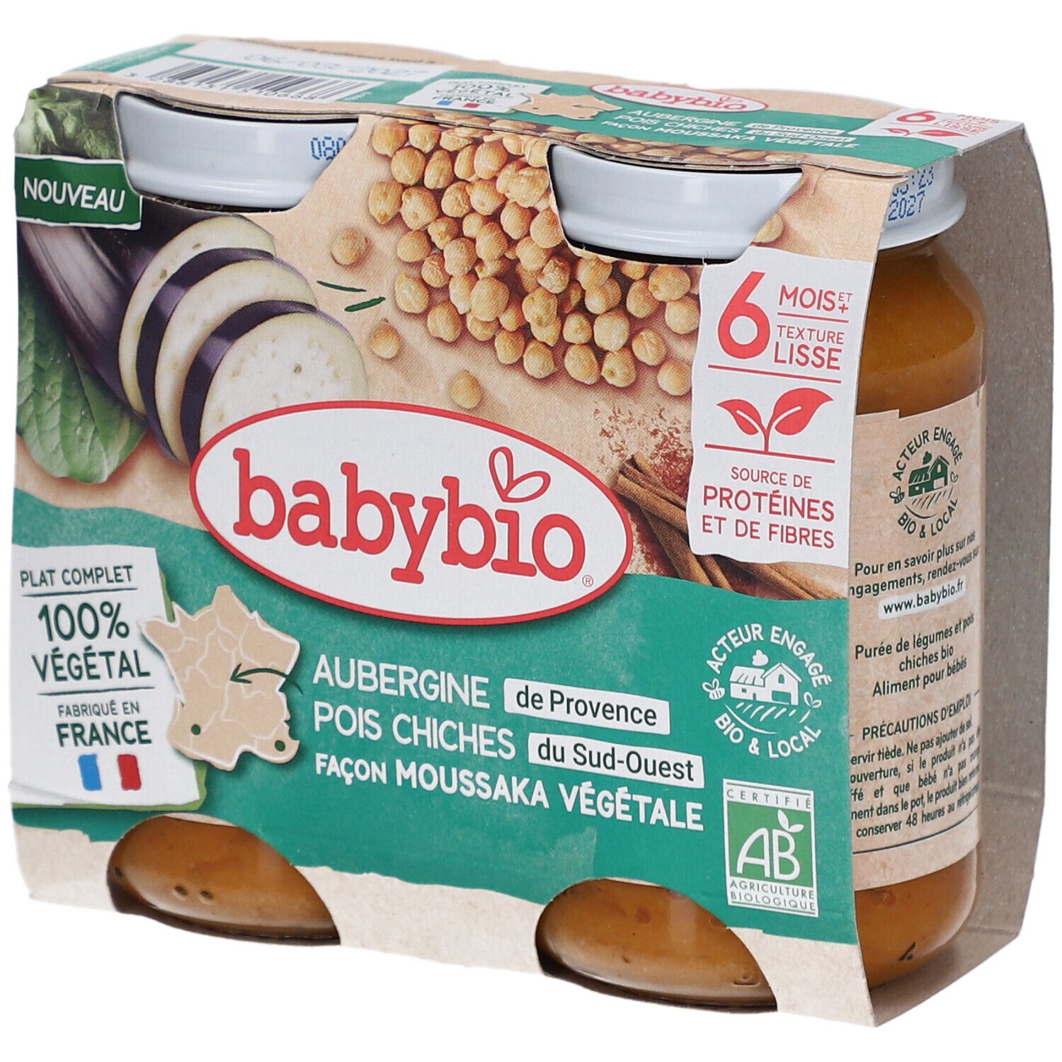 BABYBIO Aubergine Pois Chiche Façon Moussaka Végétale Aliment 400 g