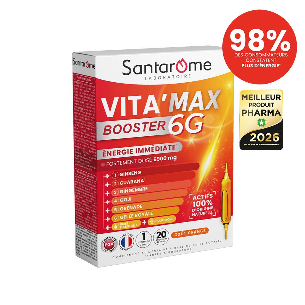Santarome Vita'max Booster 6G – Énergie Immédiate Ampoule(S) 20 Pc(S)