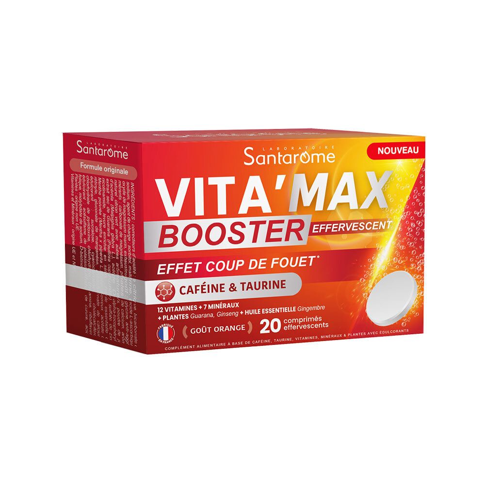 Santarome Vita'max Effervescent Booster Anti-Fatigue Goût Orange 20 pc(s) Comprimés Effervescents