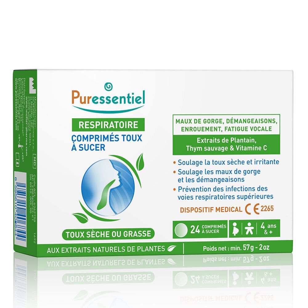 Puressentiel Respiratoire Toux Sèche ou Grasse 24 pc(s) Comprimé(S) À Sucer