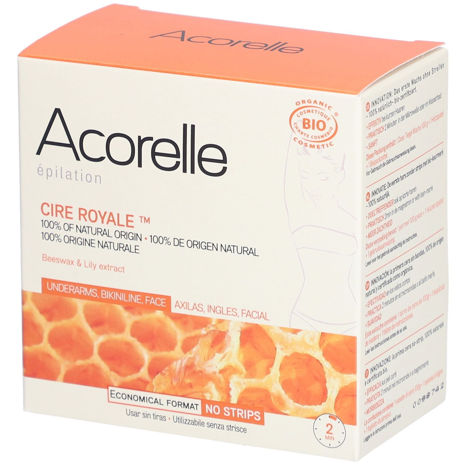 Acorelle Cire Pelable Sans Bandes Bio Certifiée 100 G