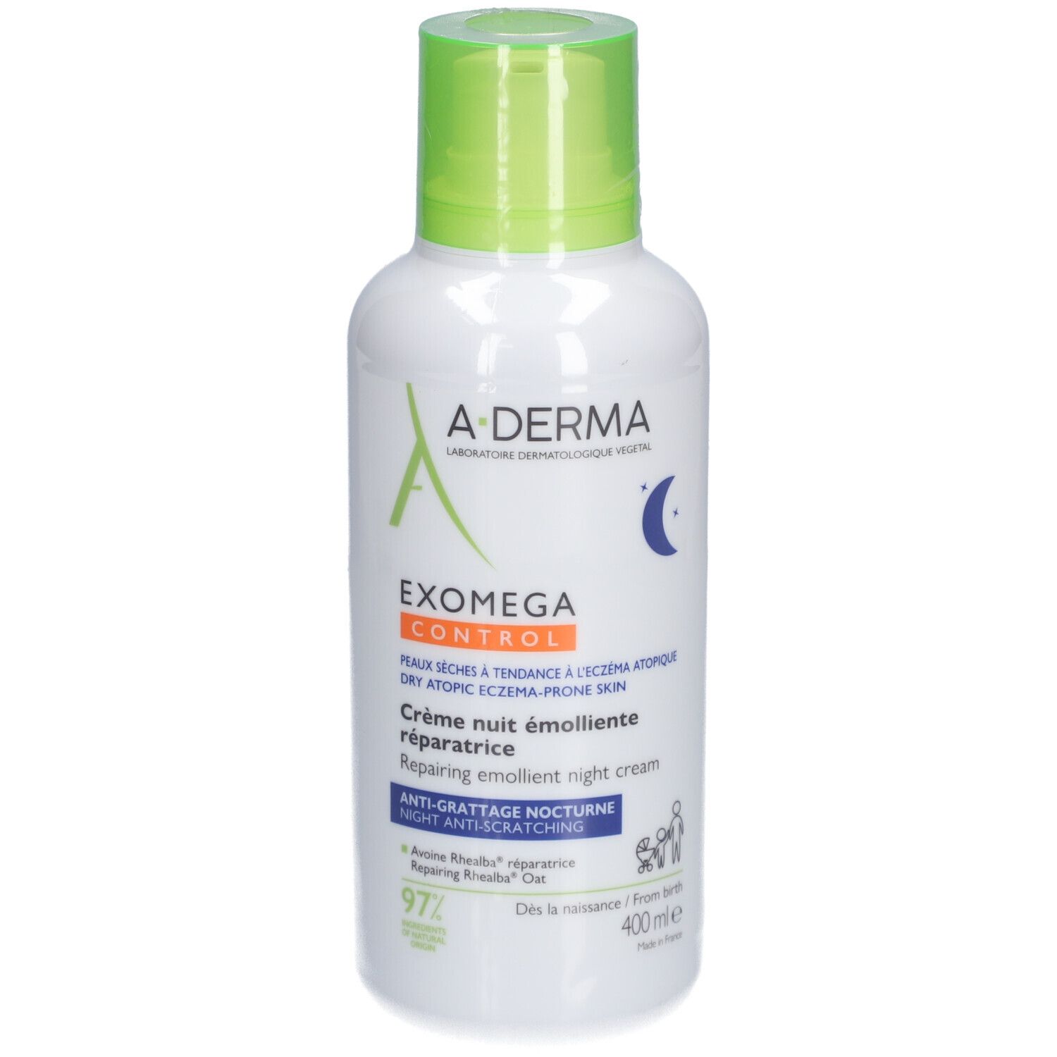 A-Derma Exomega Control Crème Nuit Emolliente Réparatrice 400 Ml