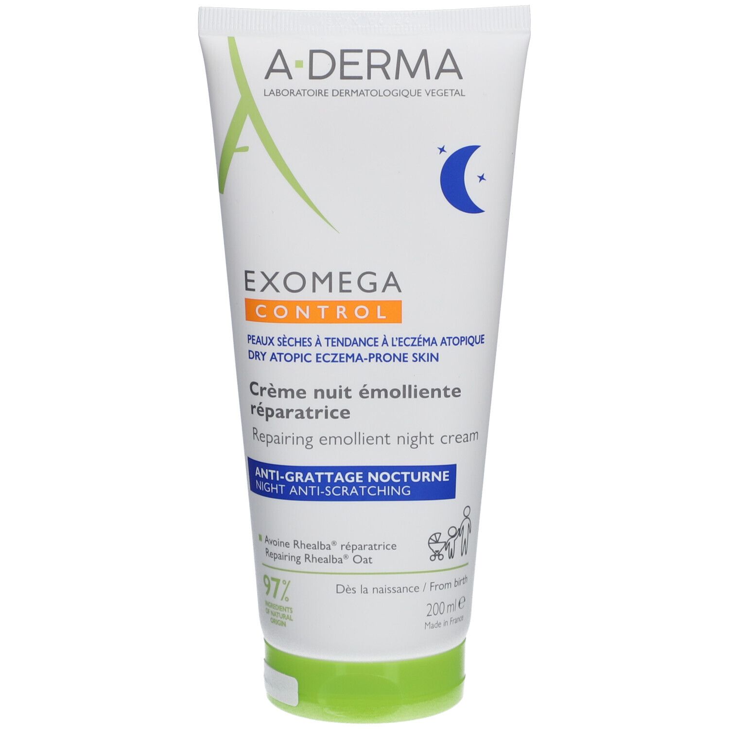 A-Derma Exomega Control Crème Nuit Emolliente Réparatrice 200 Ml