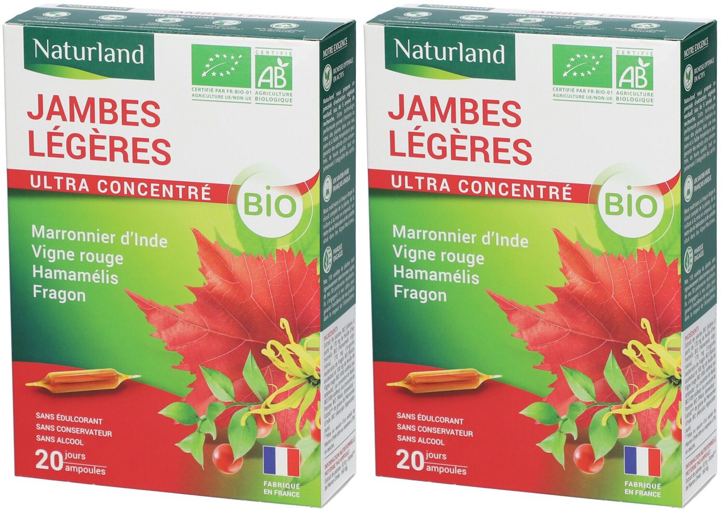 Naturland JAMBES LÉGÈRES BIO Ampoules 2x20x10 ml Ampoule(S) Buvable(S)