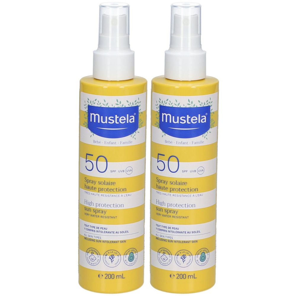 mustela® Spray Solaire haute protection SPF 50 Crème 2x200 ml
