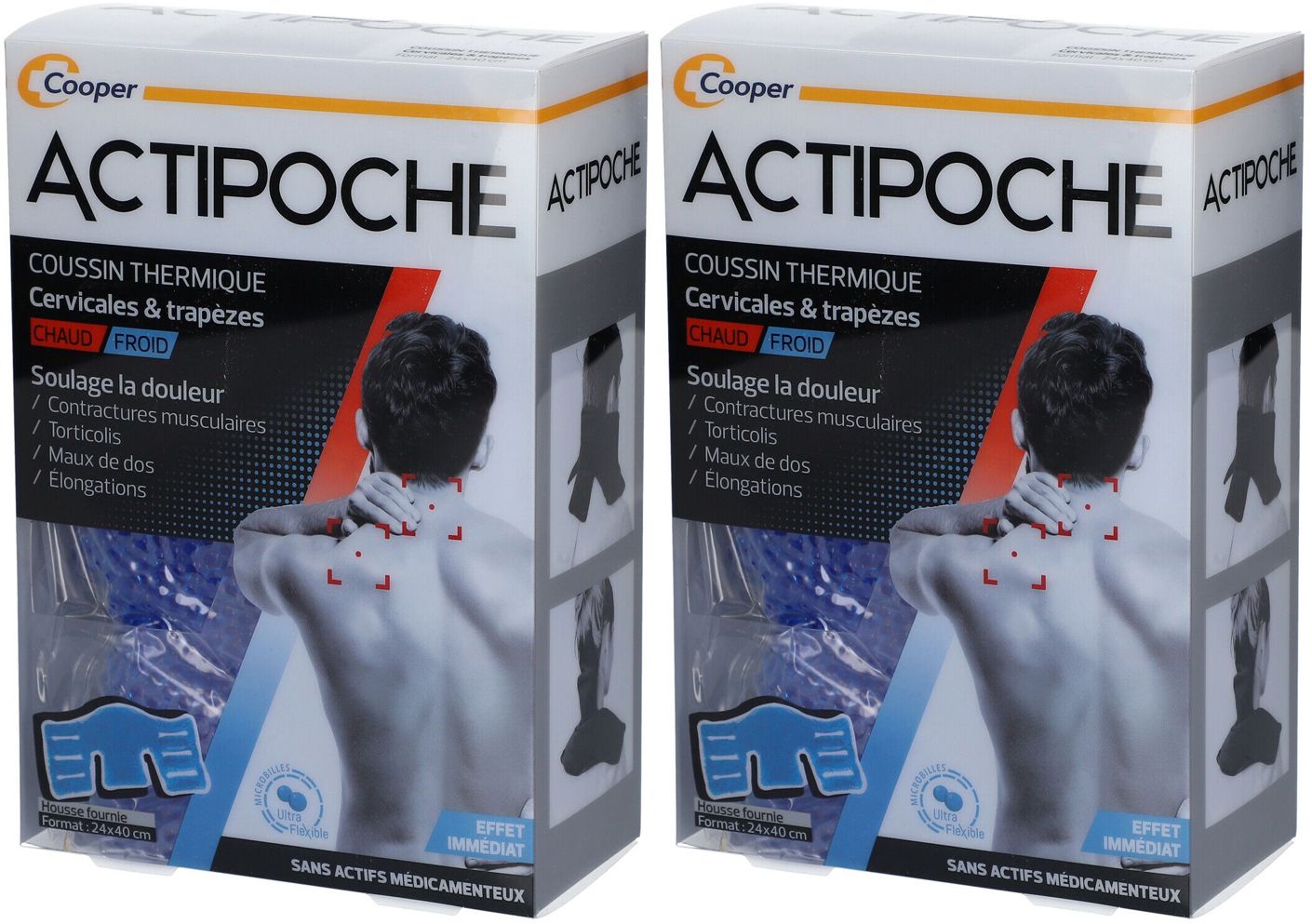 ACTIPOCHE Coussin Thermique Cervicales & Trapèzes Microbille 24 cm x 40 cm 2x1 pc(s) Sachet(S)