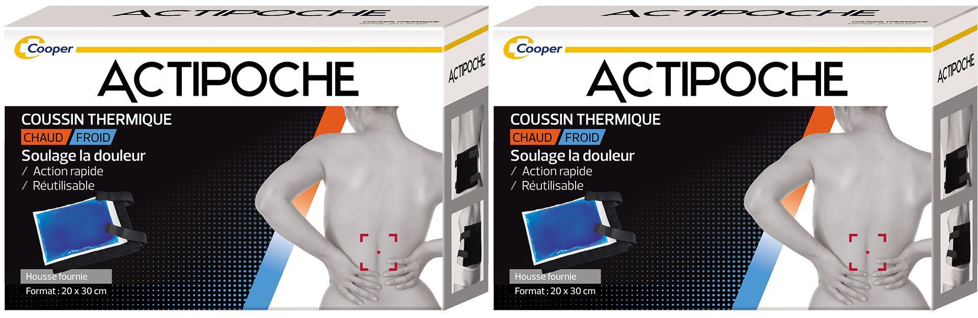 ACTIPOCHE - Coussin thermique Thermothérapie Contractures musculaires et douleurs articulaires Grand modèle 20x30 cm Gel 1 unité Compresses 2x1 pc(s)