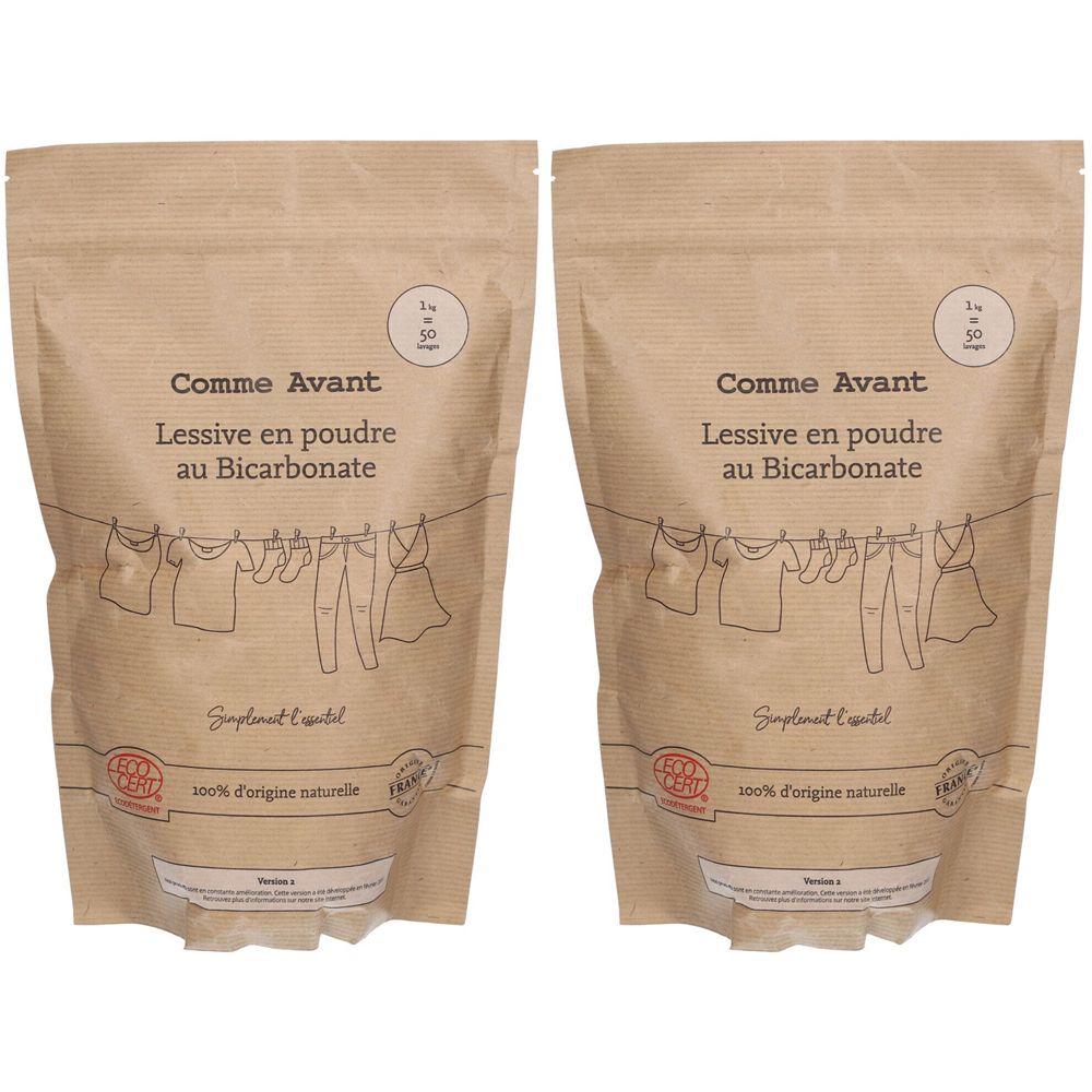 Comme Avant Lessive en poudre au bicarbonate Poudre 2x1000 g