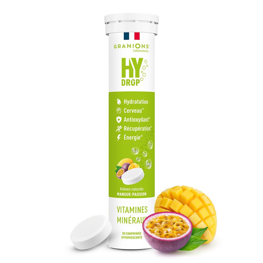 Granions Pastille Hydratation Electrolytes Hydrop Mangue Passion Comprimés Effervescents 20 Pc(S) Enfants