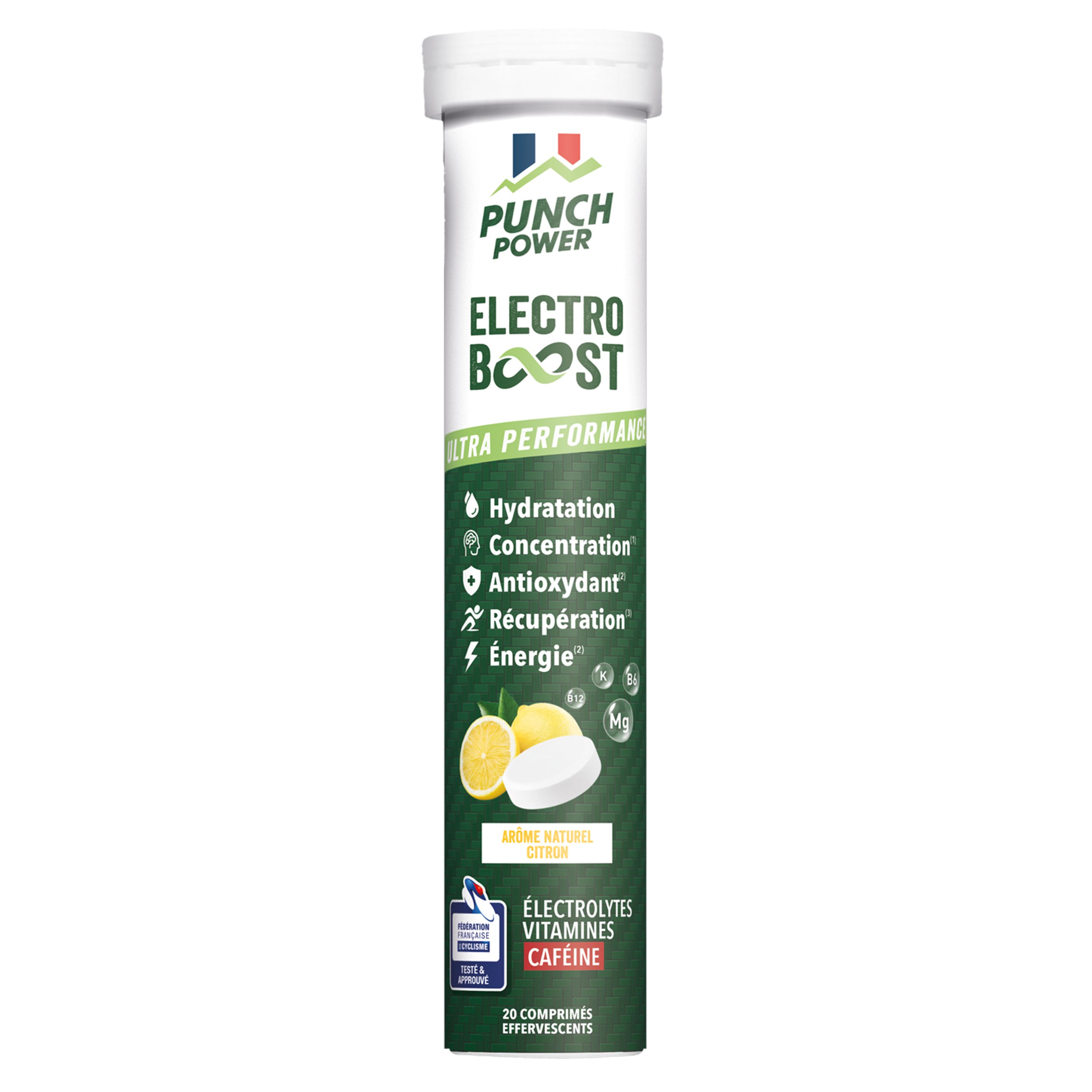 Punch Power Electroboost - 20 comprimés effervescents au citron avec caféine 20 pc(s) Comprimés Effervescents