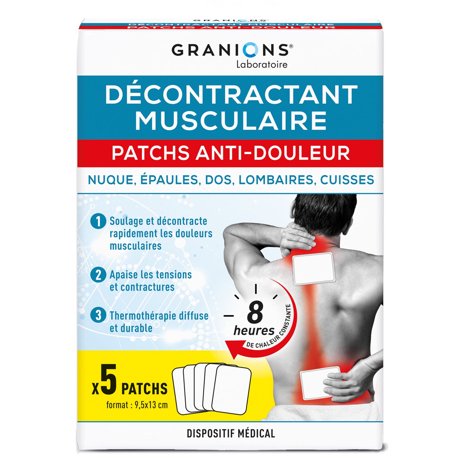 Granions® Laboratoire Décontractant Musculaire Patchs Anti-Douleur 5 pc(s) Pansement(S)