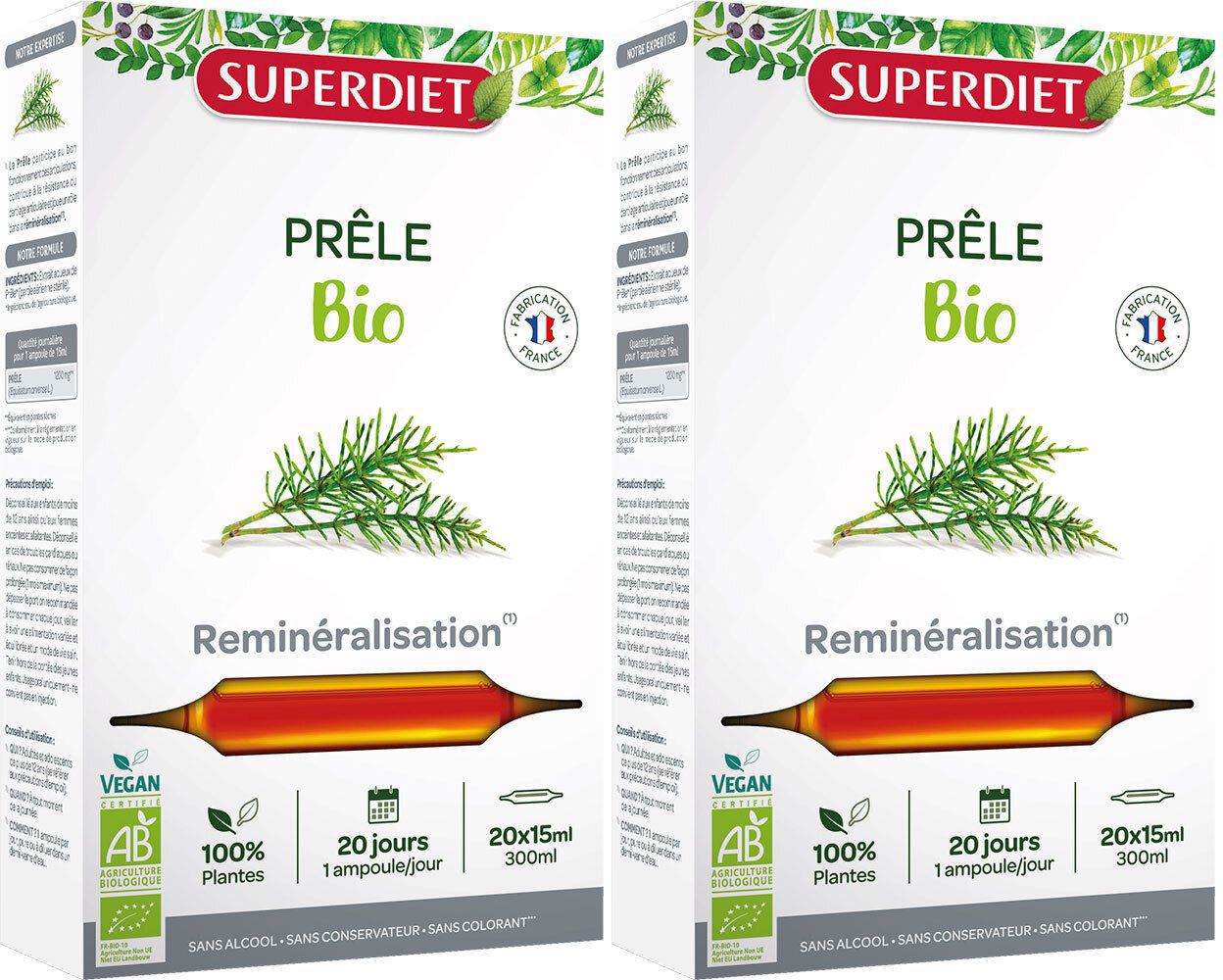 SUPERDIET Prêle BIO Ampoules 2x300 ml Ampoule(S)