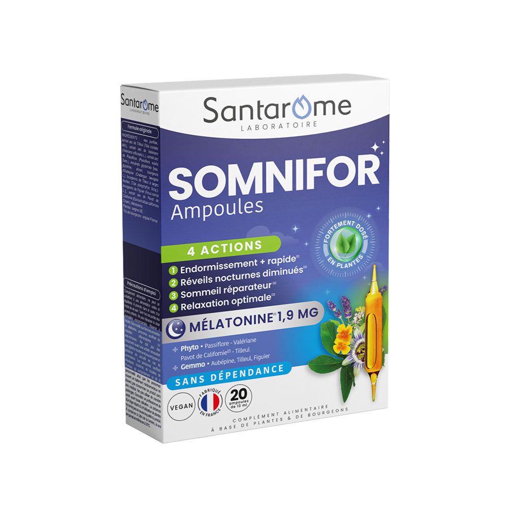 Santarome Somnifor Sommeil Mélatonine Endormissement Facilité Ampoule(S) 20 Pc(S)