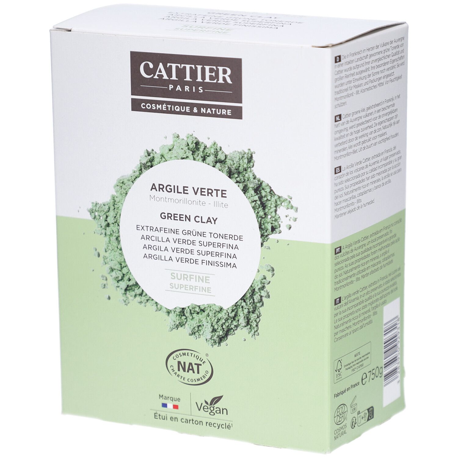 Pdmtobemaintained Cattier Argile Verte Surfine - Vrac Masque 750 G