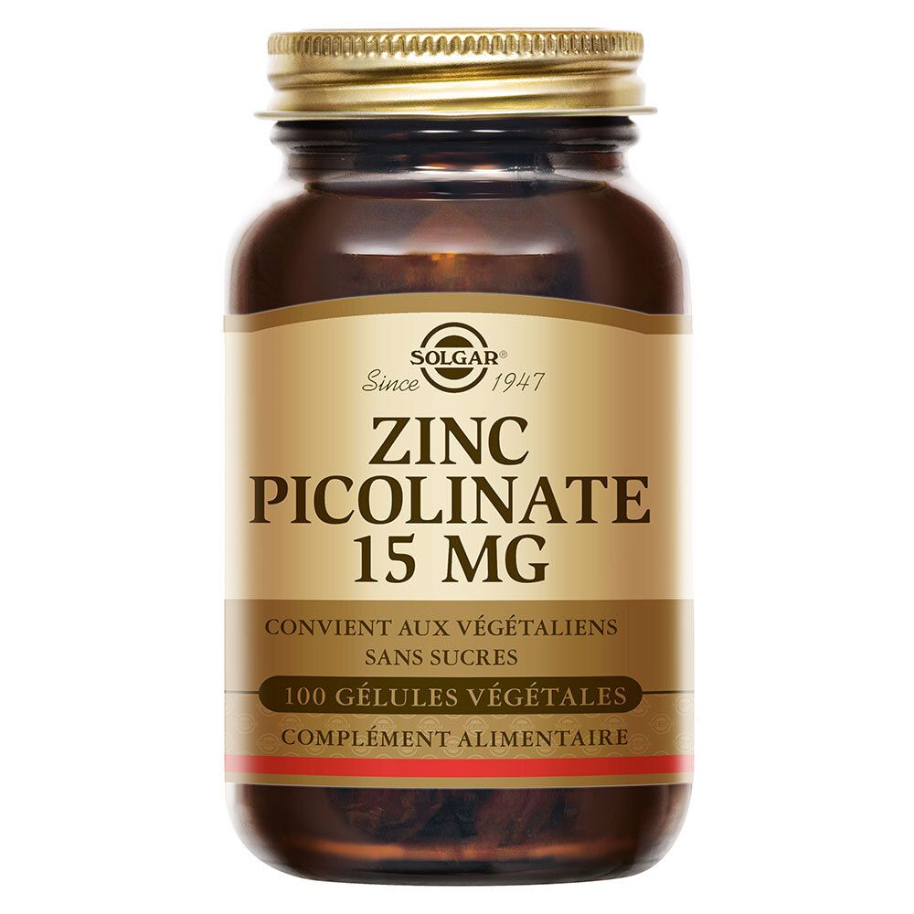 Solgar Zinc Picolinate 15Mg - Défenses Immunitaires 100 Gélules Végétales Capsule(S) Pc(S)