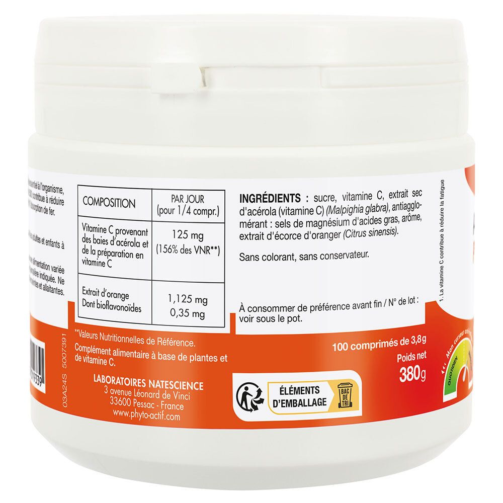 PHYTO-ACTIF Acerola Plus 500 100 pc(s) Comprimé(S) À Croquer