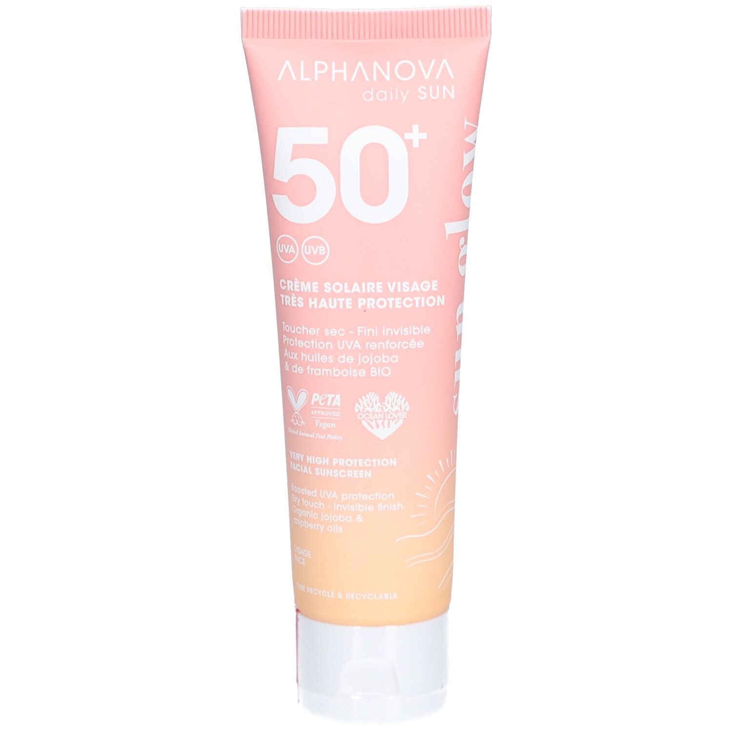 Alphanova Crème Solaire Visage Spf50+ Toucher Sec Aux Huiles Bio Pour La Peau 50 Ml Enfants