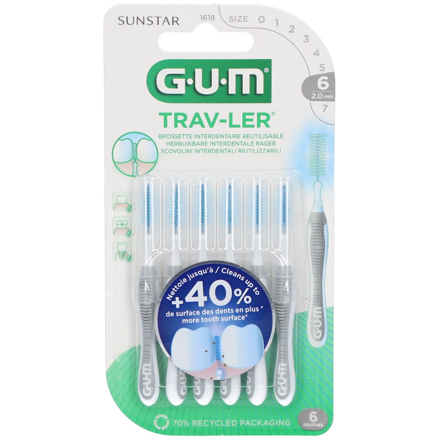 Gum Sunstar Trav-Ler Brossette Interdentaire Taille 6 Brosse(S) À Dents 1 Pc(S)