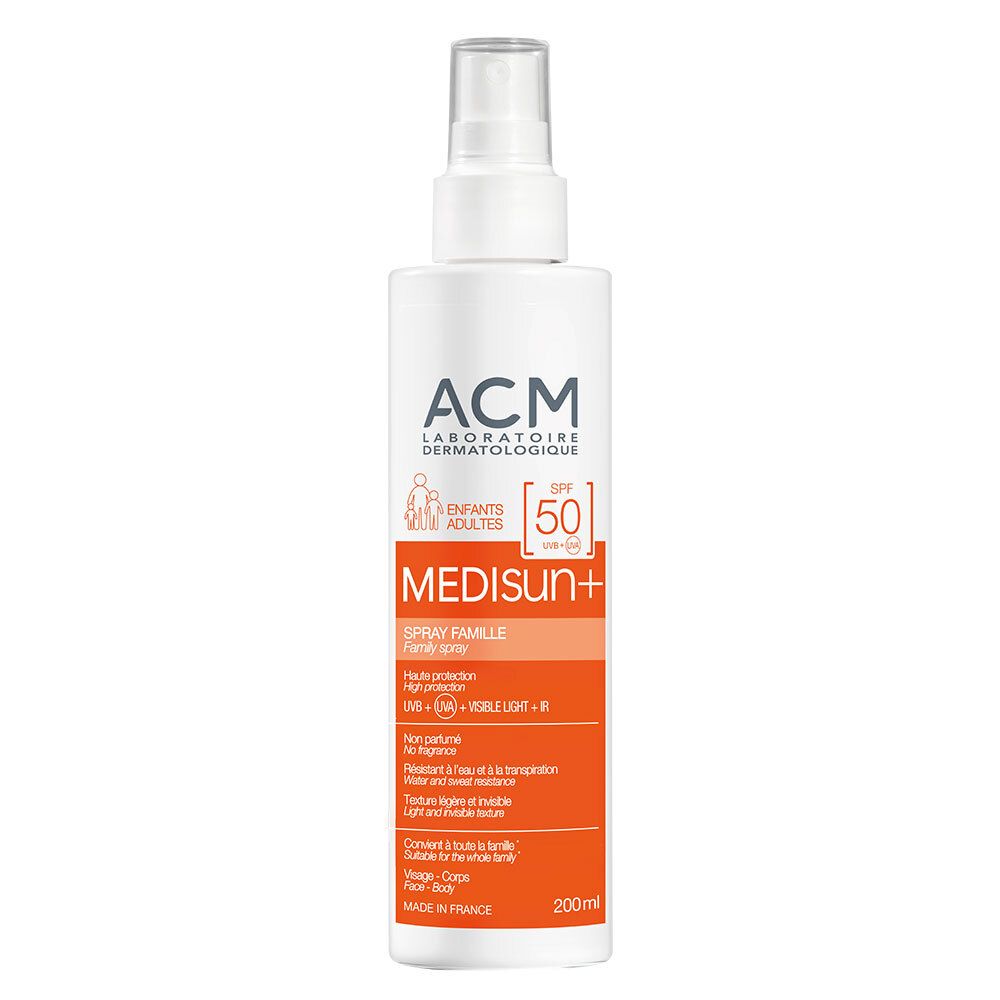 ACM Medisun+ Spray solaire SPF 50 Protection familiale 200 ml Liquide