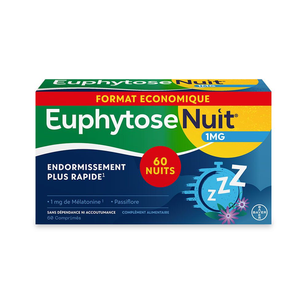 Euphytose Nuit – Complément Alimentaire Sommeil À La Mélatonine Et Passiflore Comprimé(S) 60 Pc(S)