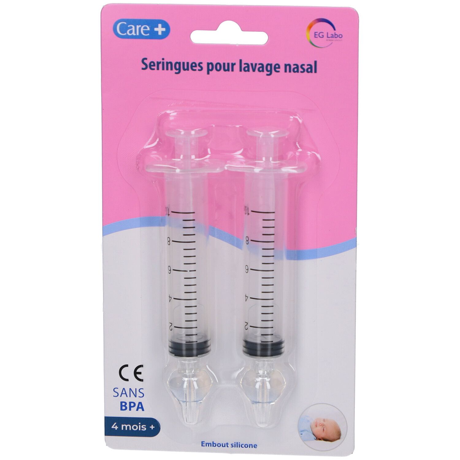 CARE + Seringues nasales bébédès 4 mois- 10 ml, lot de 2 2 pc(s) Seringue(S)