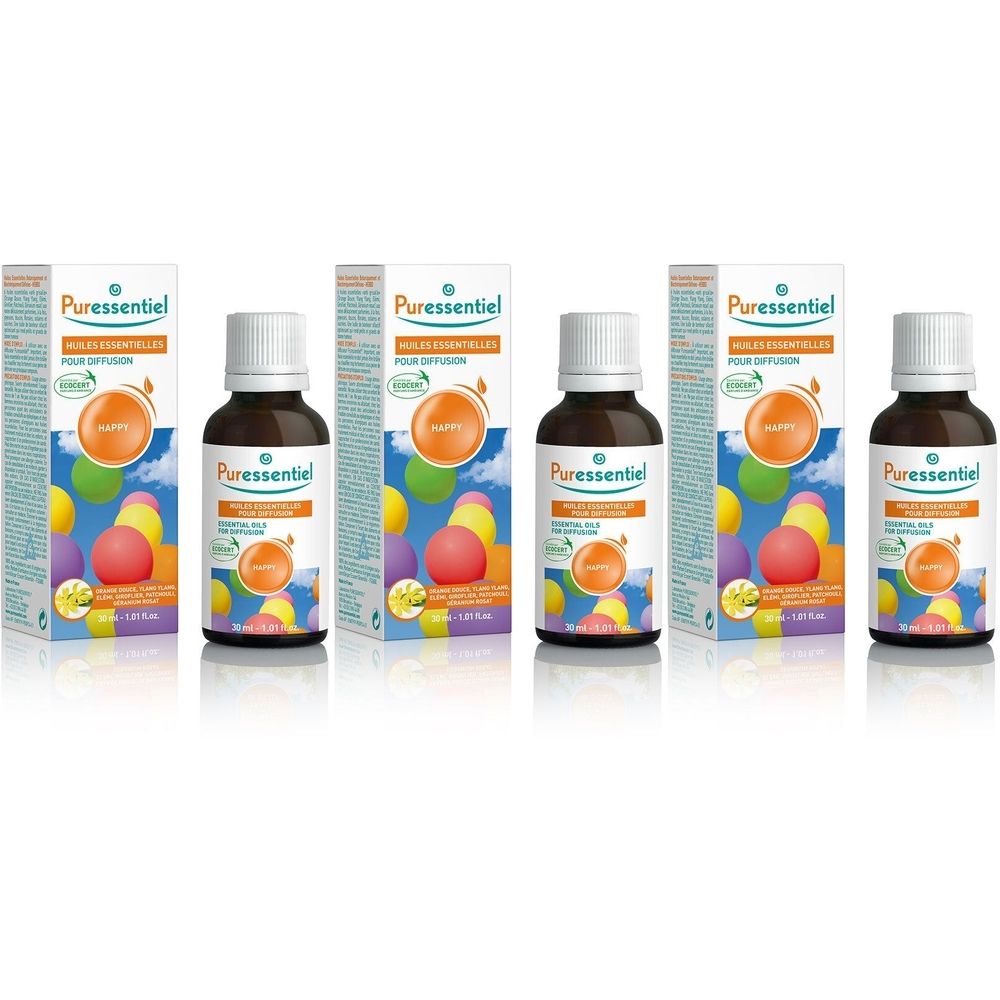 Puressentiel Diffusion Huiles essentielles pour diffusion Happy 3x30 ml Huile