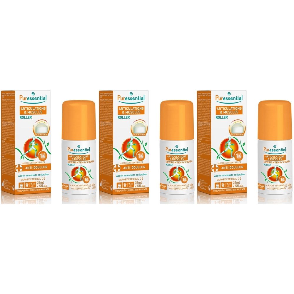 Puressentiel Roller articulations et muscles aux 14 huiles essentielles 3x75 ml Rouleau