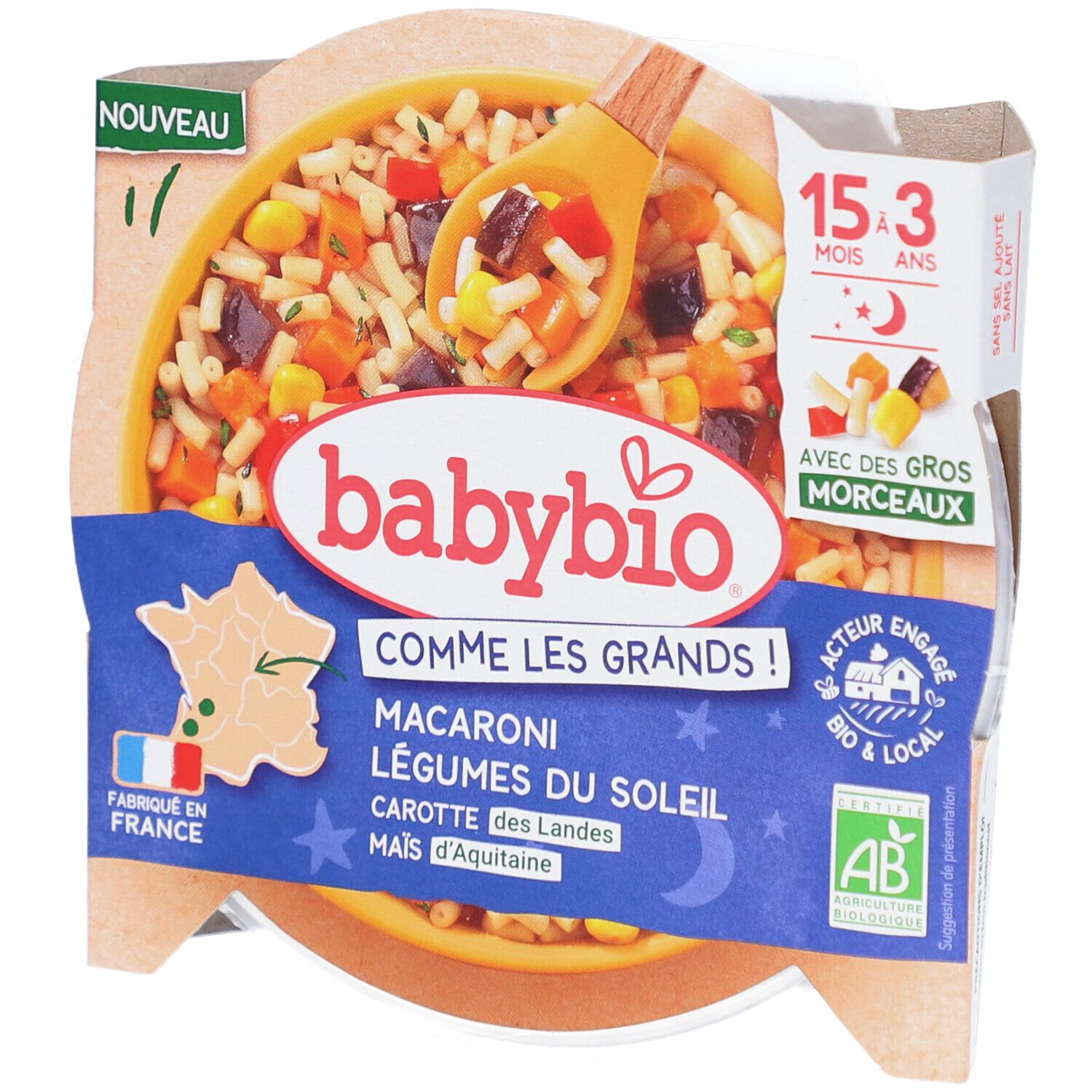 BABYBIO Macaroni Légumes du Soleil Aliment 200 g