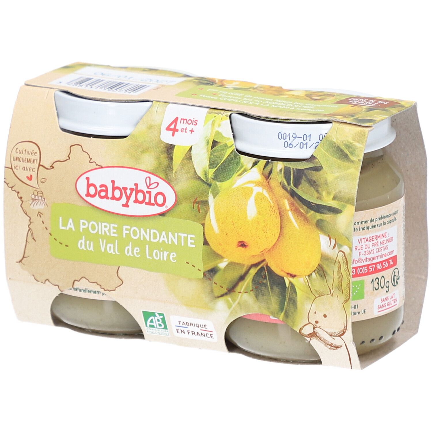 BABYBIO Poire Fondante Purée 260 g