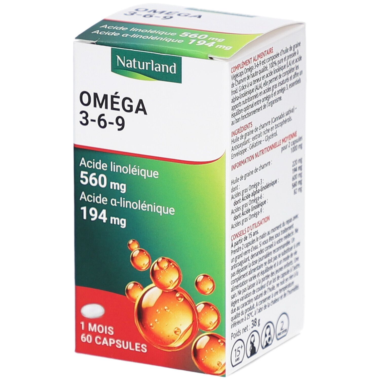 Naturland Oméga 3-6-9 - Capsules 60 pc(s) Capsule(S)