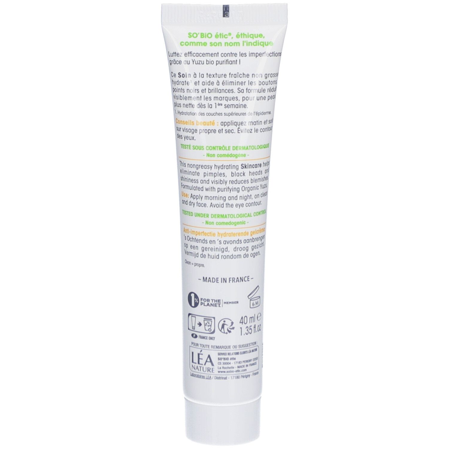 SO BIO ETIC Clean'Yuzu Gel-Crème Hydratant Anti-Imperfections 40 ml Gel(S)