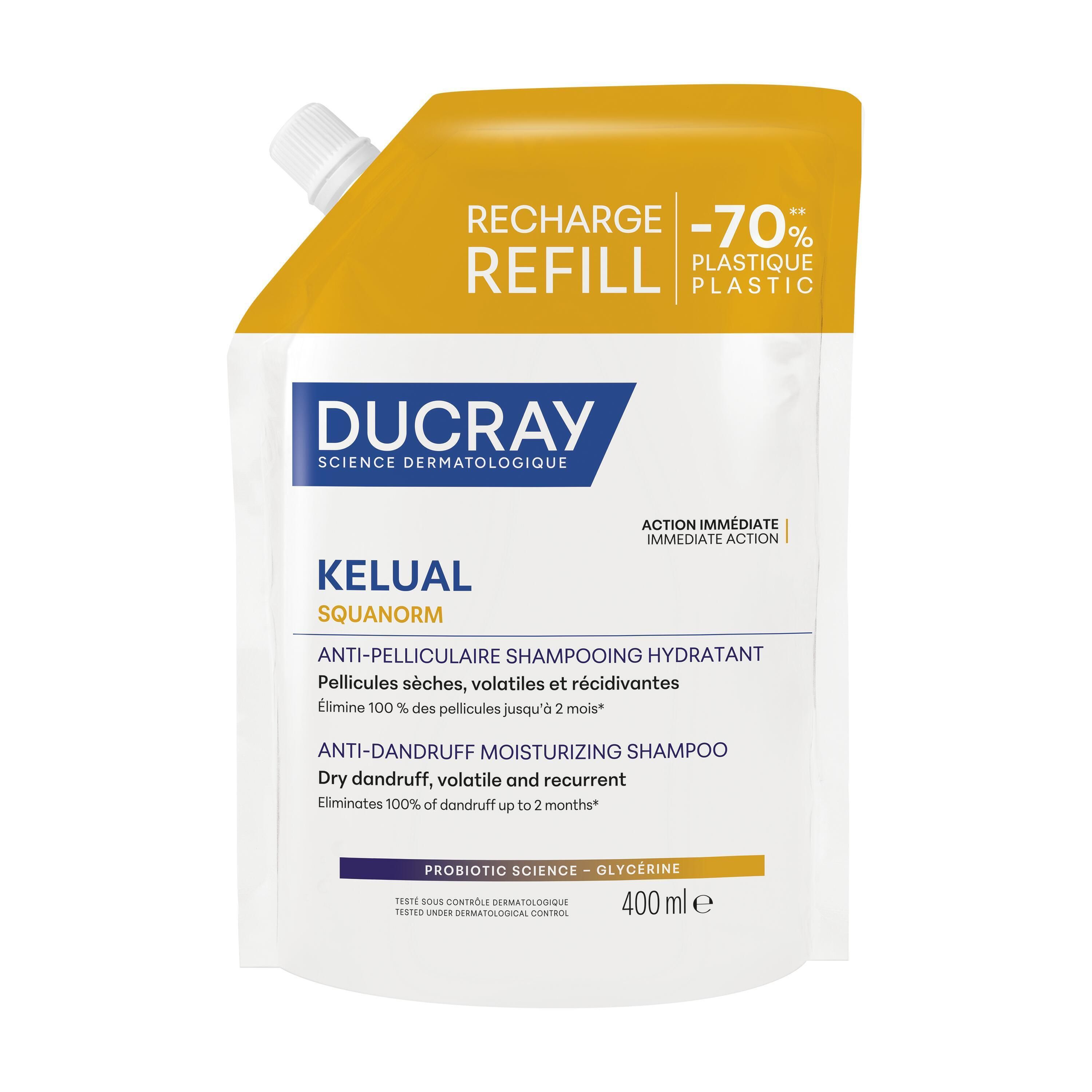 Ducray Kelual Squanorm Shampooing Hydratant Anti-Pelliculaire - Eco-Recharge 400 Ml