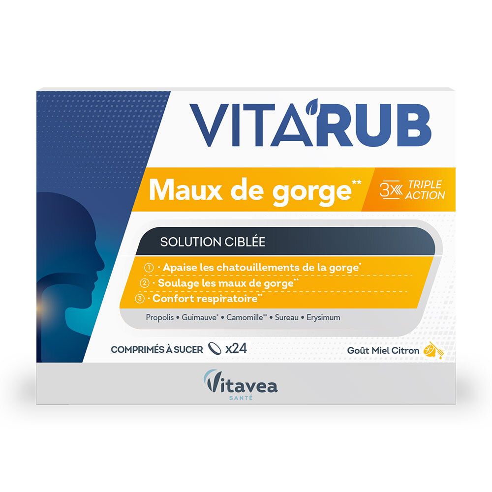 VITAVEA Vita'Rub Maux de Gorge 24 pc(s) Comprimé(S)