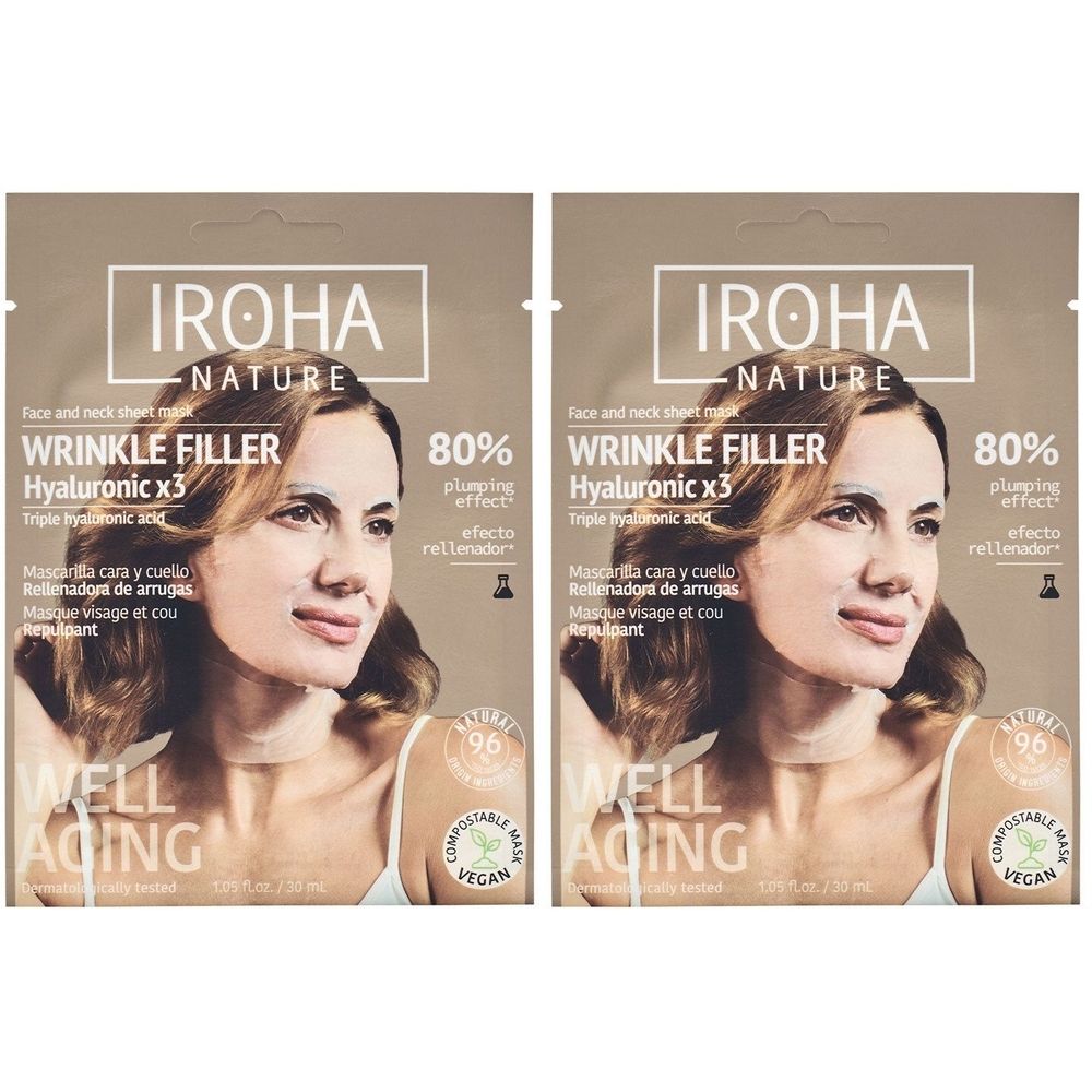 IROHA NATURE Masque comblement des rides et anti-âge avec triple acide hyaluronique 2x30 ml Masque(S) Pour Le Visage