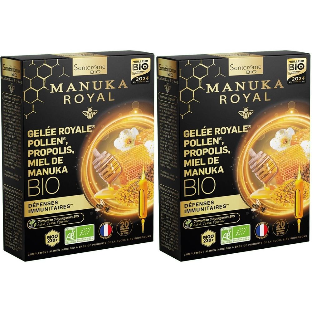 Santarome Gelée Royale Pollen Propolis Miel de Manuka Bio Ampoules 2x200 ml Ampoule(S) Buvable(S)