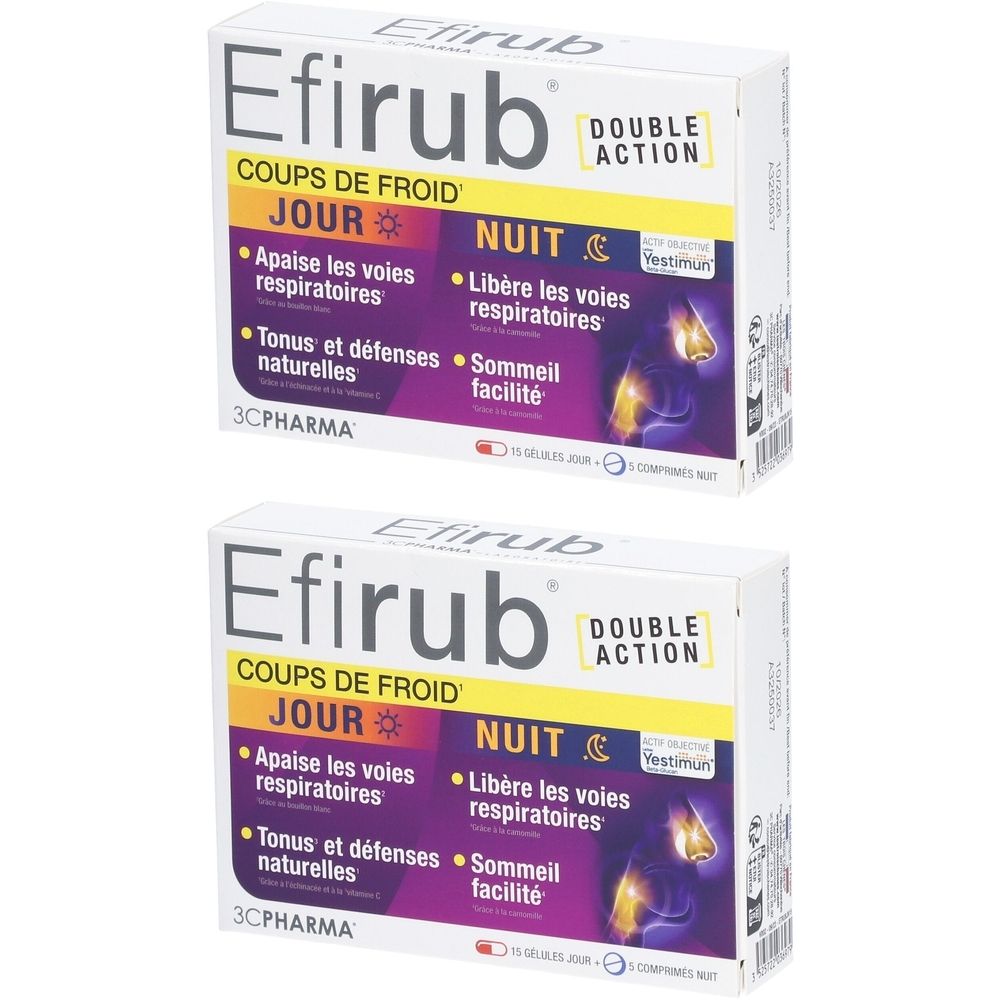 3C PHARMA Efirub Double Action Coups de Froid 2x10+5 pc(s) Emballage(S) Combi