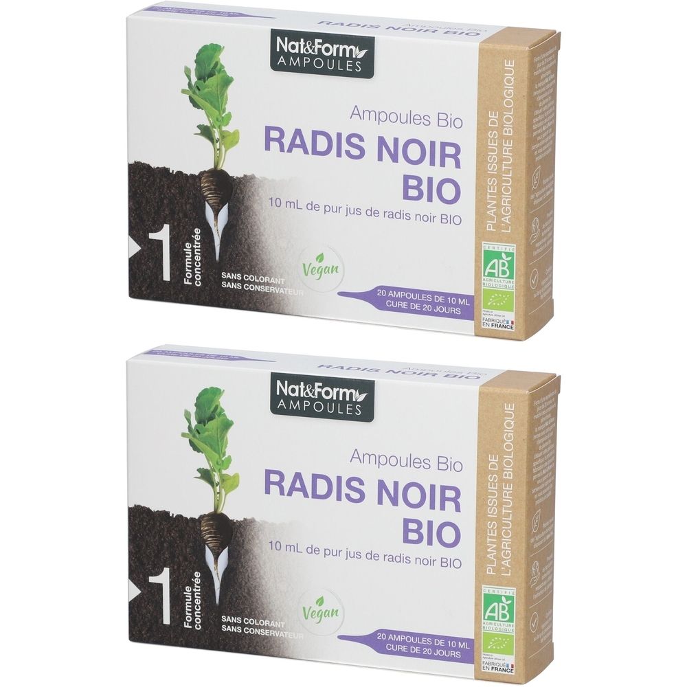 Nat & Form Ampoules Radis noir Bio 2x200 ml Ampoule(S) Buvable(S)