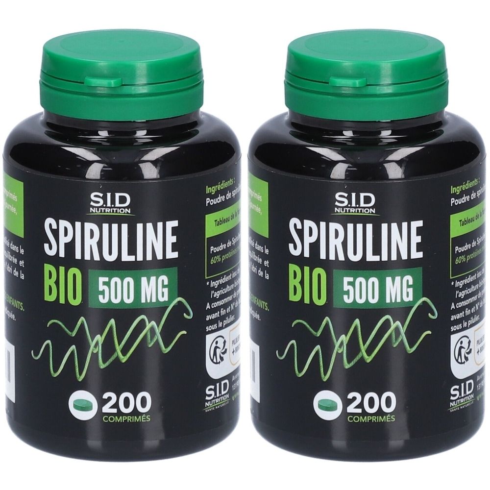 S.I.D Nutrition - Spiruline Bio 500 mg 2x200 pc(s) Comprimé(S)