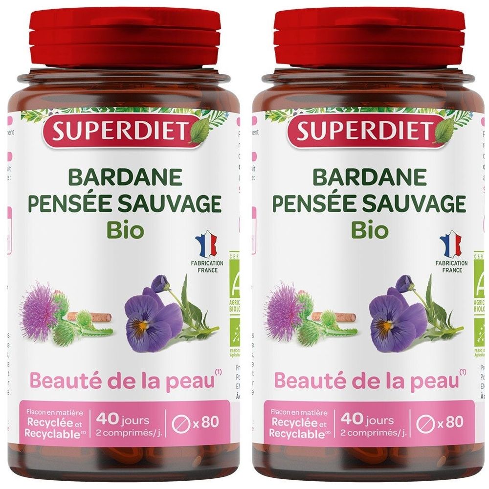 SUPERDIET Bardane Pensée sauvage Bio Beauté de la peau Comprimé(S) 2x80 pc(s)