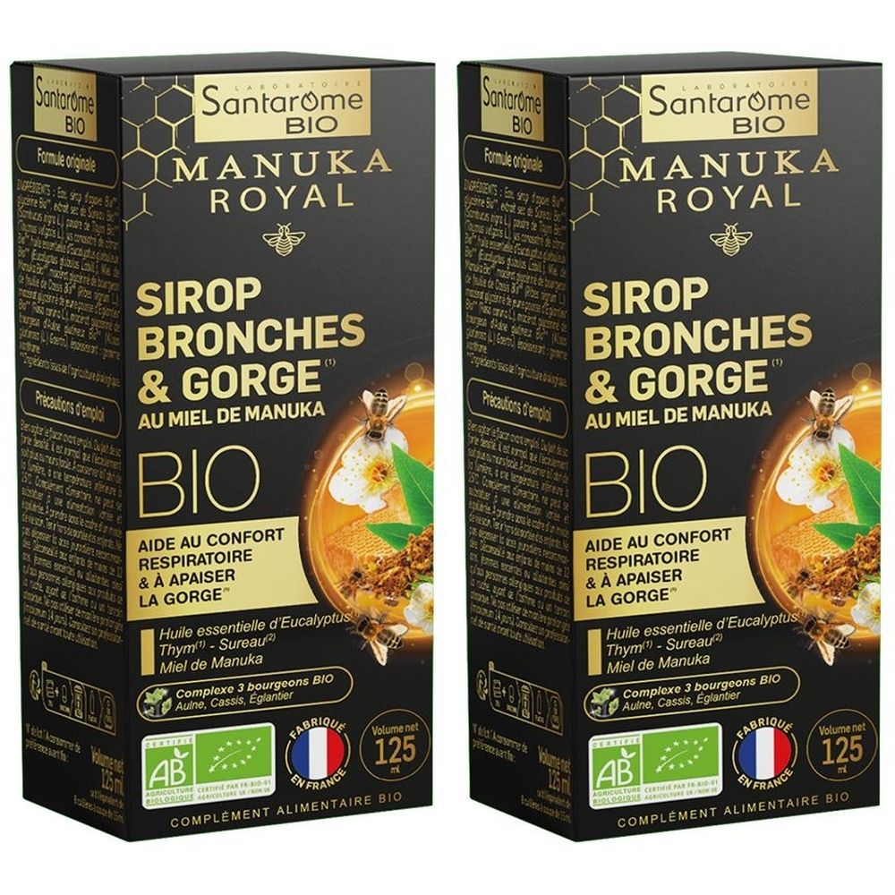 Santarome Sirop Bronches & Gorge au Miel de Manuka Bio 2x125 ml Spray